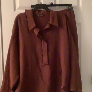 Brown XL Zara top and bottom set